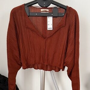 Urban Outfitters Rust Pleated Blouse